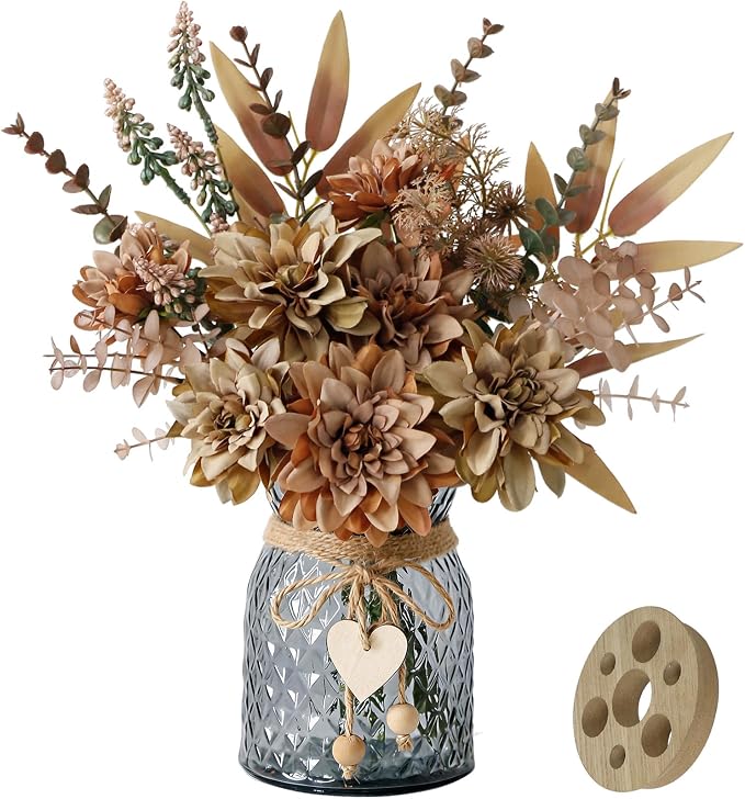 Faux Flowers in Vase, Silk Artificial Flower Arrangements, Rustic Flower by LEFTOVER