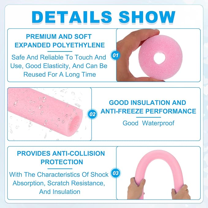 PATIKIL Pipe Insulation Foam Tube Foam Pipe Tubing Covers Pink 2Pcs | 13/16" ID - Image 3
