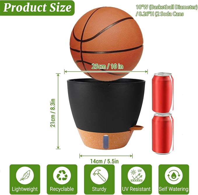 2 Pack 10 inch Plant Pots, Plastic Self Watering Planters | Drainage Holes - Image 6