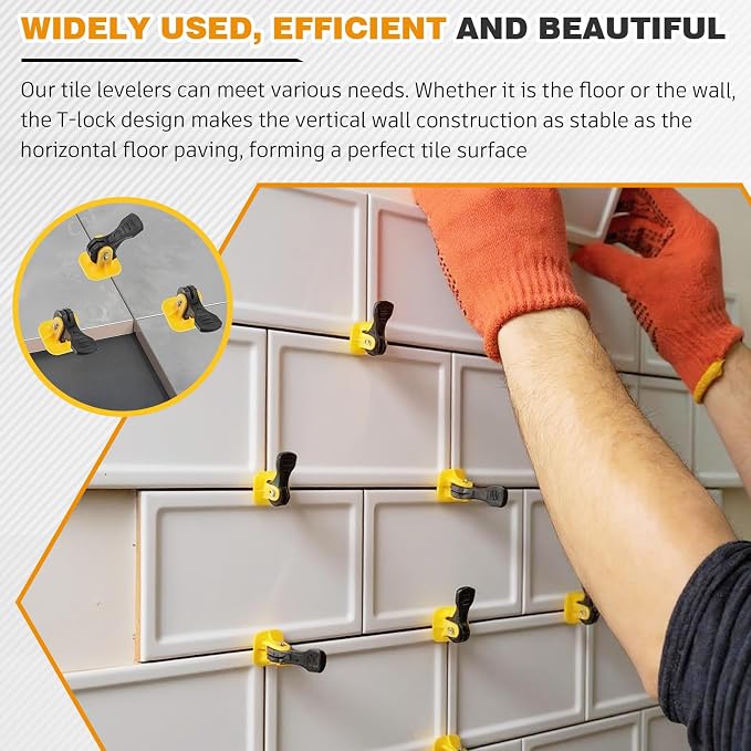 Nuanchu Tile Leveling System Kit 200 Reusable Tile Spacers + 200 1/16'' - Image 6