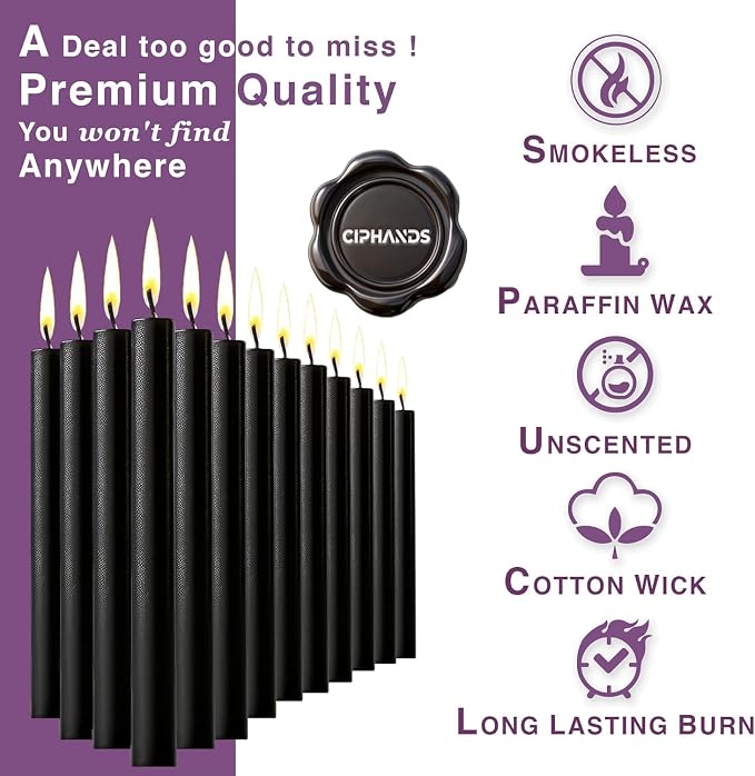 Howemon Spell Chime Candles 40 pcs Black Candles, Wiccan Altar, Magic Tools - Image 6