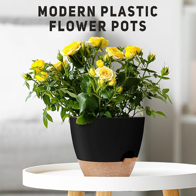 YNNICO 12" 10" 9" Large Self Watering Plant Pots, 3 Pack Flower Pots Planters - Image 7