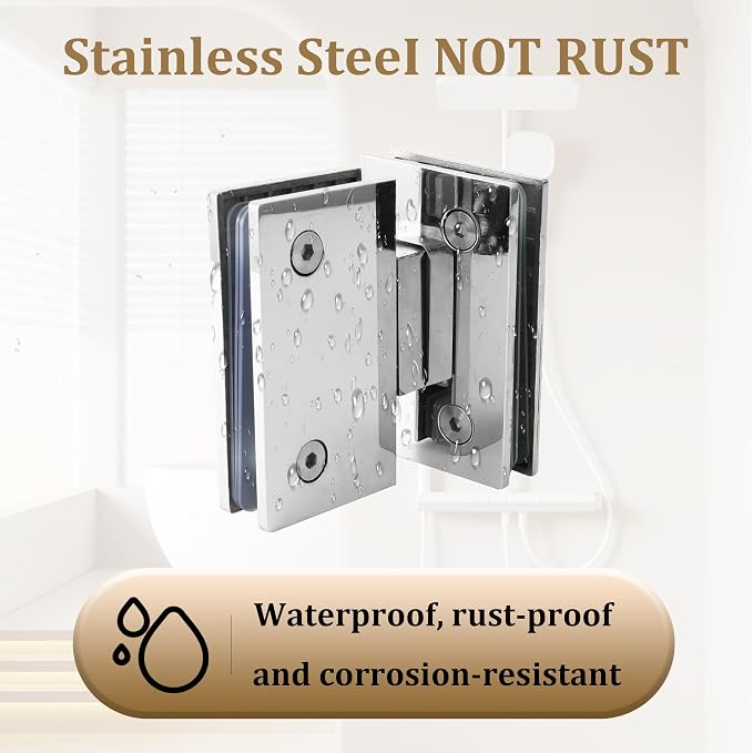 Alise Glass Shower Door Hinges, 180 Degree Shower Door Hinges - Image 6