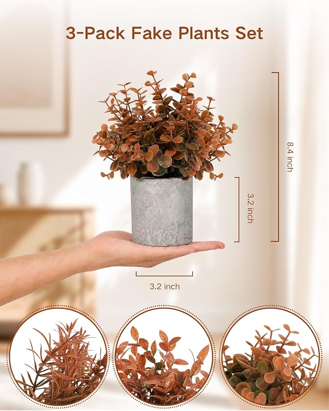 Velener Small Fake Eucalyptus Plant Artificial Potted Plants Indoor - Image 2