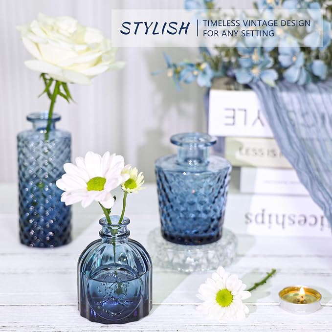 SUPMIND Glass Bud Vase Set of 12, Small Blue Flower Vases - Image 5