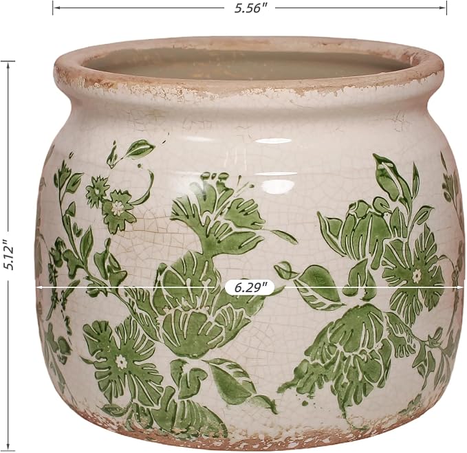 Tuscan Ceramic Indoor Plant Pot, Rustic Farmhouse Vase - Image 3