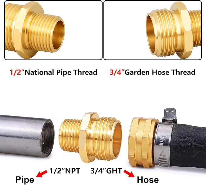 Garden Hose Adapter Fittings Solid brass Connectors Hose conversion pipe - Image 3