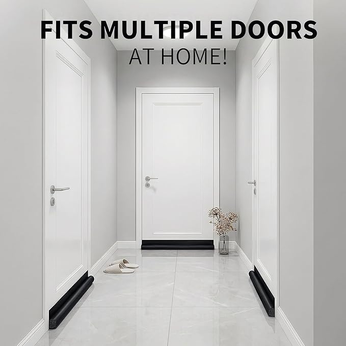 MAXTID Door Draft Stopper 36 Inch Black Adjustable Door Draft Blocker Front - Image 5