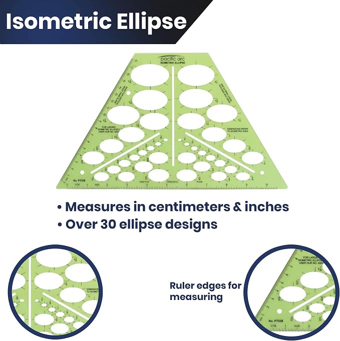 Pacific Arc Isometric Ellipse Template Guide, 38 Ellipses of 35 Degrees ranging - Image 3
