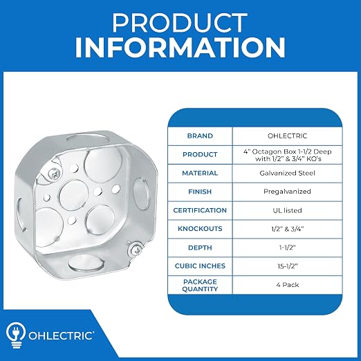 4” Welded Octagon Steel Electrical Box| 1-1/2" Deep Box - Image 2