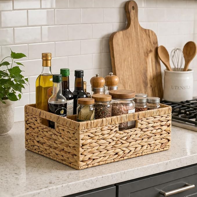 Large Wicker Basket, Water Hyacinth Wicker Storage Basket - Image 5