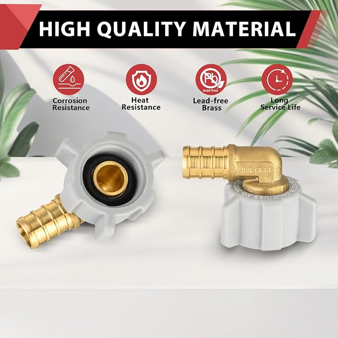 EFIELD 1/2" Pex x 1/2" Female NPT Swivel Elbow | Brass Barb Crimp Fittings - Image 4