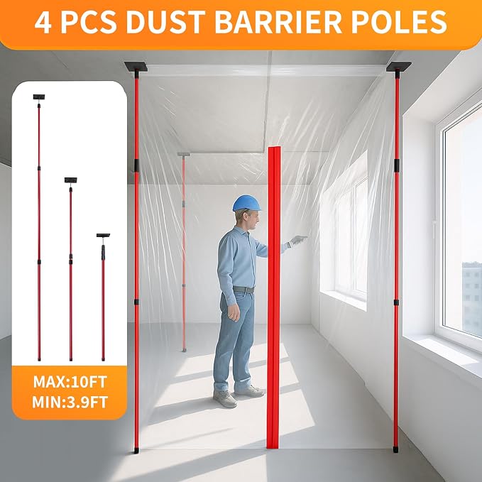 10FT Dust Barrier Poles Kit - Image 2