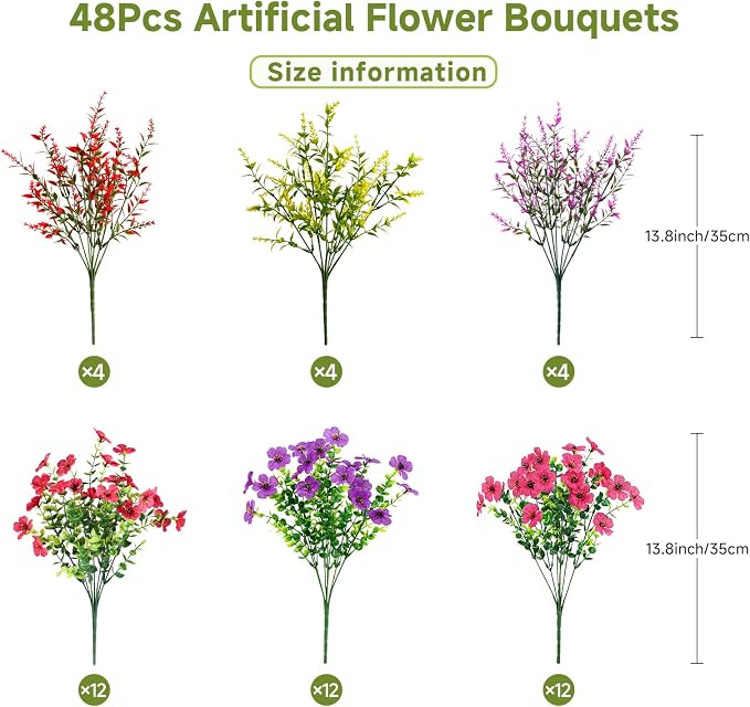 SHareconn 48 Bundles Artificial Flowers - Image 2