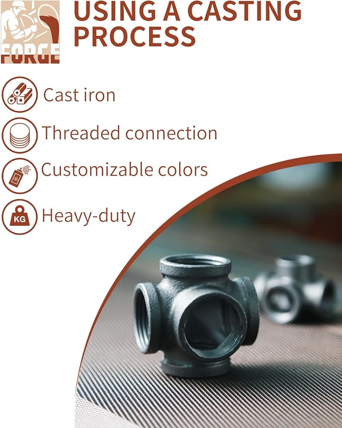 Black 5-way Side Exit Cross, Cast Iron Pipe Fitting Cast Iron Angle Pipe Fitting - Image 3