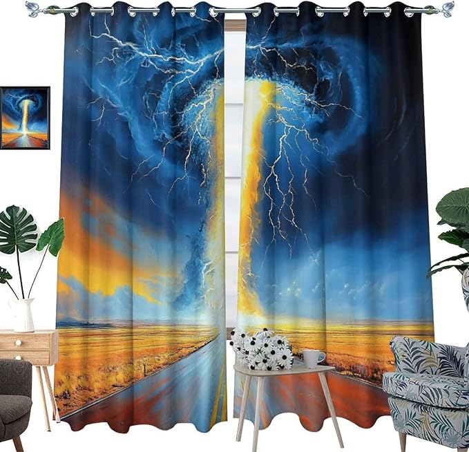 Gothic Tornado Clouds Road Blackout Curtains - Image 3