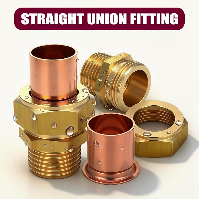 2 Pack 1/2" C x MIP LF Brass Pipe Copper Union Sweat to Male | - Image 4
