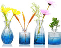 Glass Bud Vases 4 Pack, Small Deepblue Flower Vases by Mapoxy