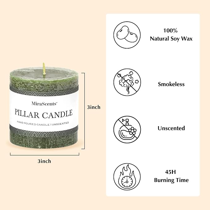 3x3 Inch Moss Green Pillar Candles - Image 5
