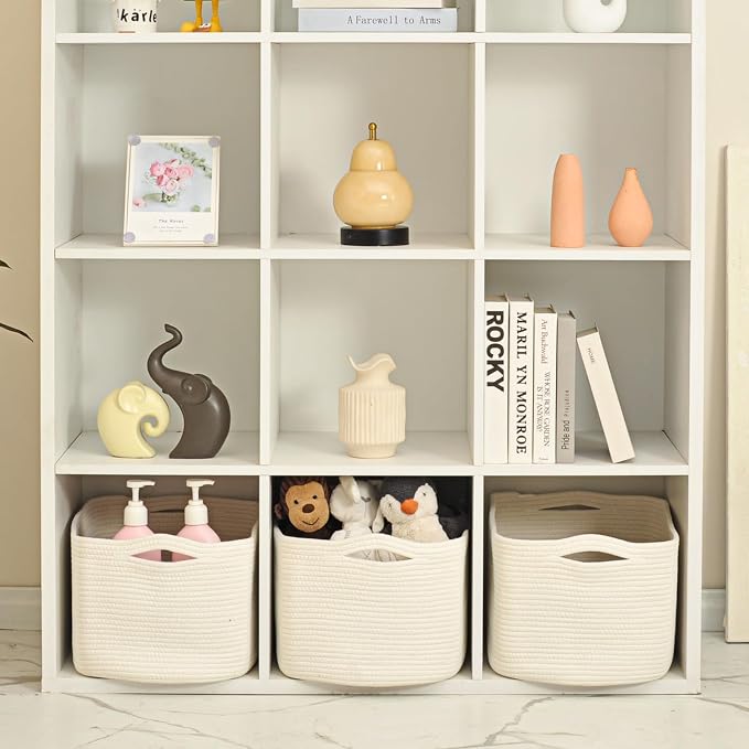 ICERZCZ Large Storage Baskets for Organizing Shelves, Woven Cotton Rope Bins - Image 5