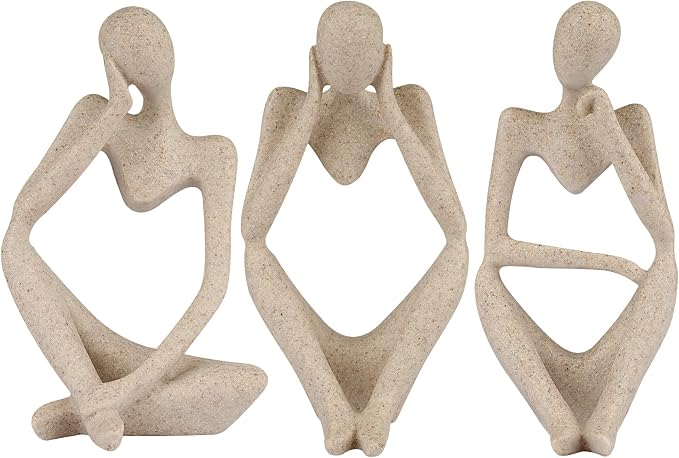Sandstone Resin Thinker Statue Style Abstract Sculpture, Modern Aesthetic by Ozzptuu