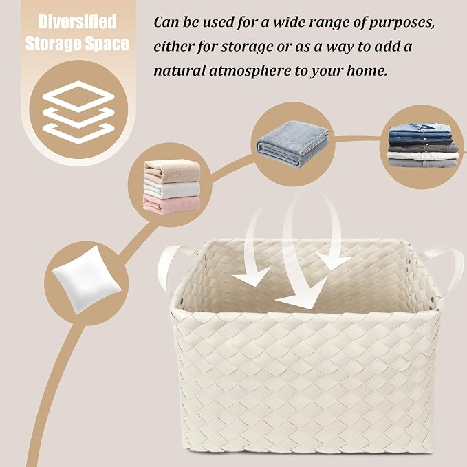 Handwoven Clothes Basket Laundry Hampers Large Wicker Storage Baskets - Image 3