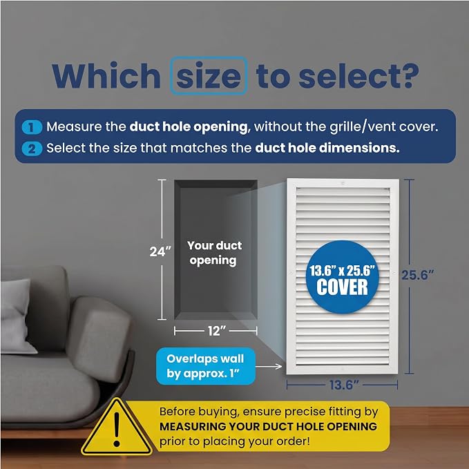12x24 Aluminum Wall Ceiling Air Return Vent Cover HVAC Rustproof Grille - Image 3