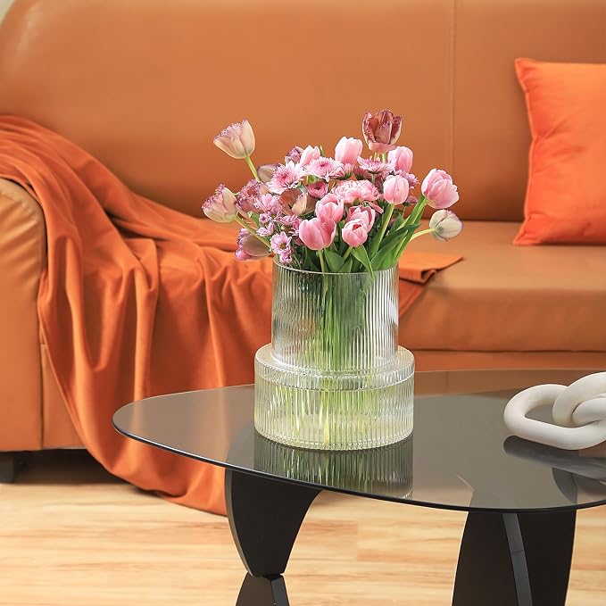 Ribbed Glass Vase, Large Glass Vase - Image 5