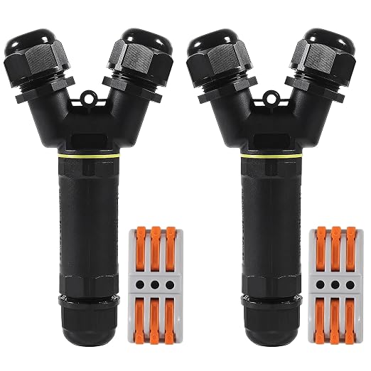 2PCS IP68 Waterproof Electrical Cable Connector, Outdoor 3 Way Y Shape Junction by MELIFE