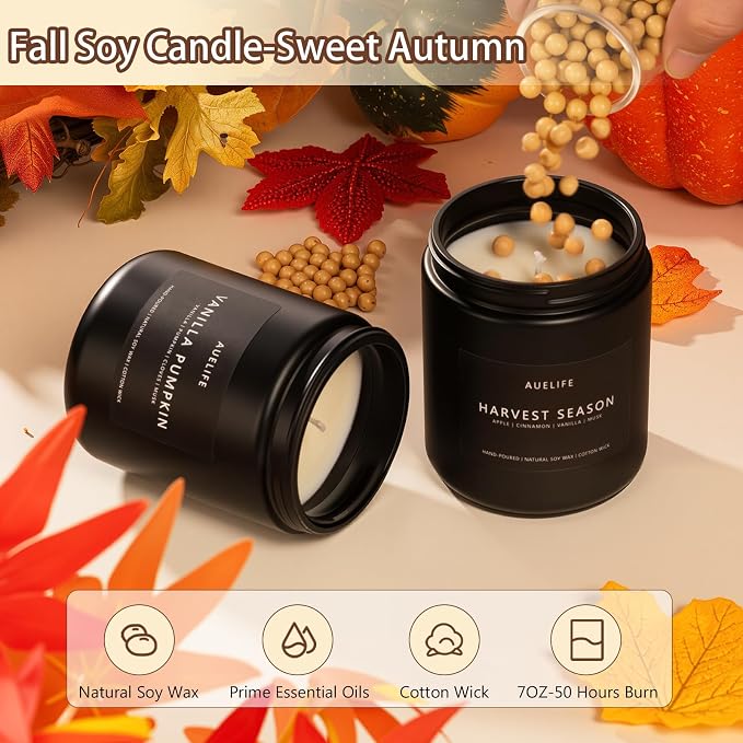 Fall Candle Set for Home Scented, Soy Wax, 4 Pack 28 oz, | Pumpkin Vanilla - Image 5