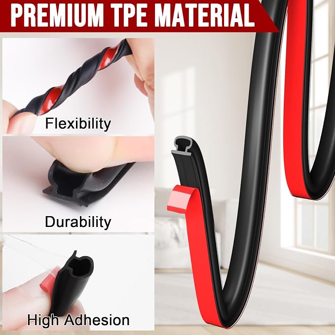 alophoty Door Weather Stripping Door Seal Strip, 0.35"x0.24" | Self-Adhesive - Image 5