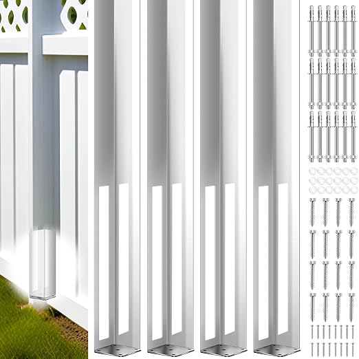 4 Sets 5" X 5" X 48" Vinyl Fence Concrete Post by Hicarer