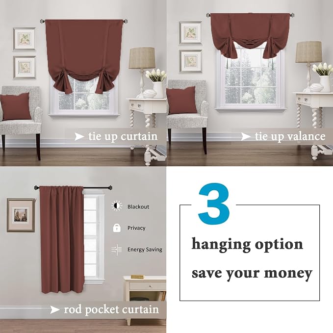 H.VERSAILTEX Blackout Tie Up Curtain Thermal Insulated Window Shade Light - Image 4