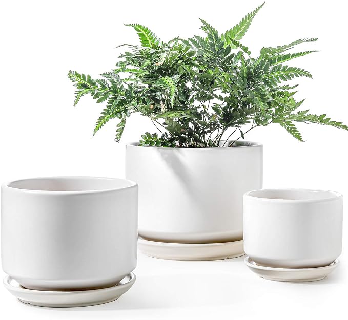 LE TAUCI Ceramic Pots for Plants, 4.3+5.3+6.8 Inch Plant Pots, Indoor Planters by LETAUCI