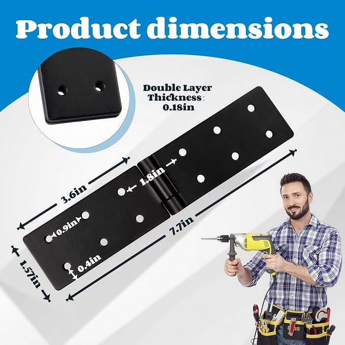 2Pcs Heavy Duty Folding Gate Hinges, 270° Black Door Hinges | 270° Folding - Image 2