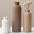 Modern Ceramic Vase Set, Earth Tone Natural Color Ribbed Matte Design, 3-Piece by Vaurcesavase