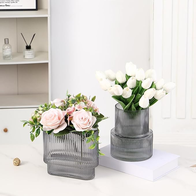 Black Glass Vases, Modern Glass Vase - Image 3