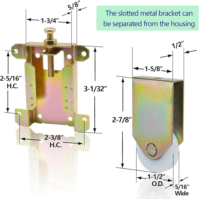 Sliding Mirror Closet Door Rollers Replacement Hardware Fits Contractors Part - Image 2