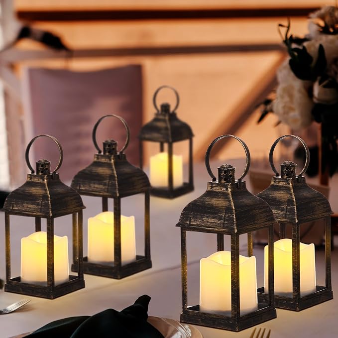 8 Pcs 10 Inch Dark Bronze Decorative Candle Lantern Bulk - Image 6