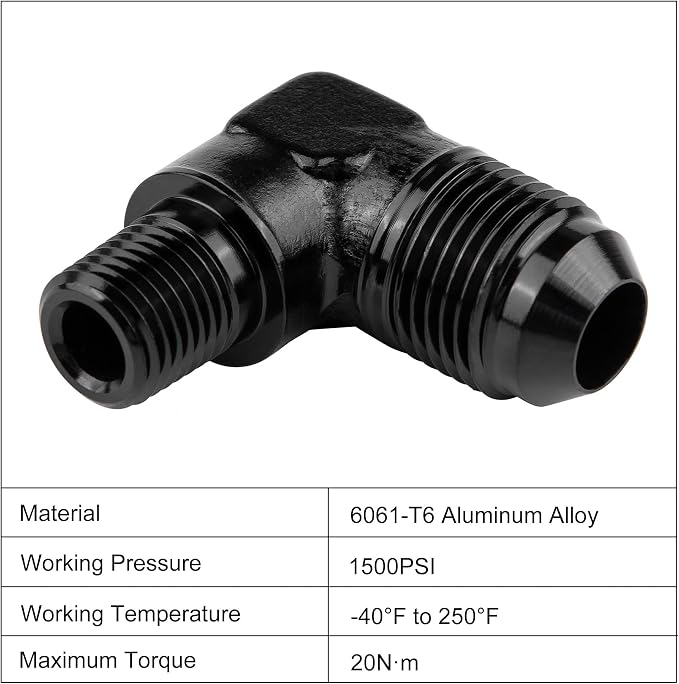 EVIL ENERGY 8AN to 1/4" NPT Male 90 Degree Fitting Adapter Aluminum 2PCS - Image 3