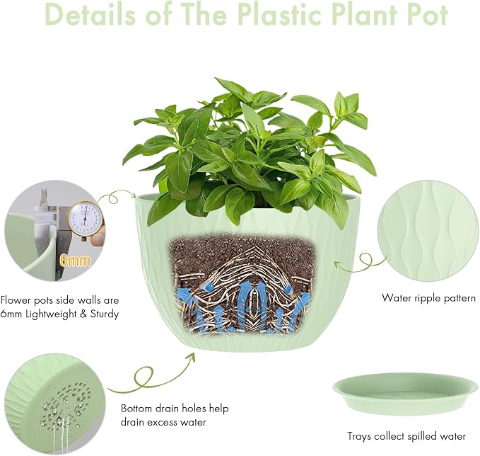 WSMKSZ 12 Inch Large Plant Pots - Image 3