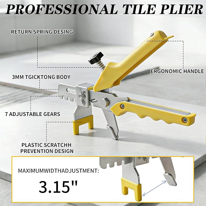 Tile Leveling System with Tile Pliers and Hammer, 600 Piece Tile Spacers 1/8 - Image 7