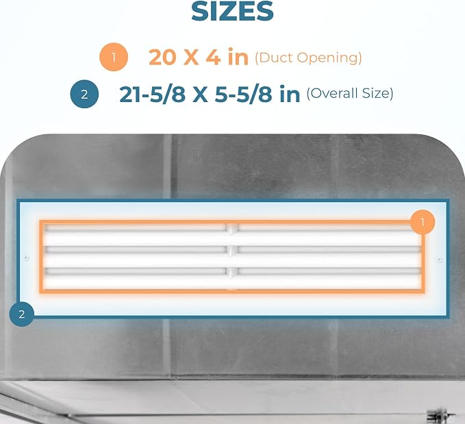 Aluminum 20 x 4 Inch Cold Air Return Vent Cover, Rustproof AC Transfer Grille - Image 3