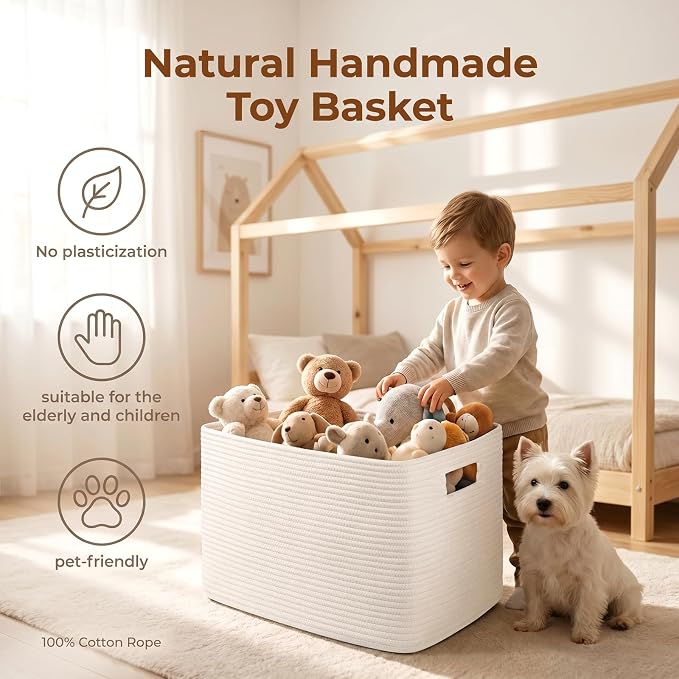 OIAHOMY 75L Large Blanket Basket, Woven Cotton Rope Baskets - Image 5