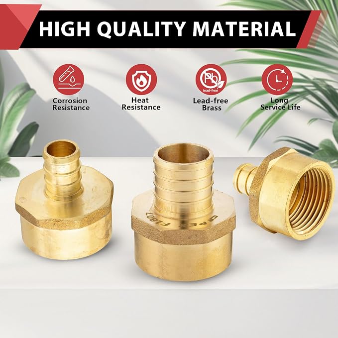 3 PCS EFIELD Pex 1/2 Inch x1/2 Inch Female NPT Adapter | PEX Barb Crimp Brass - Image 6