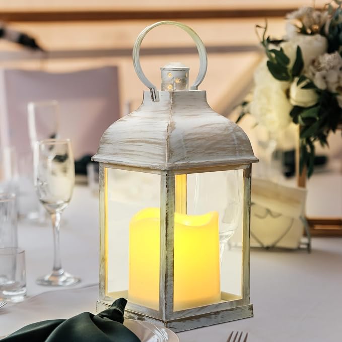 8 Pcs 10 inch White Decorative Candle Lantern Bulk - Image 4