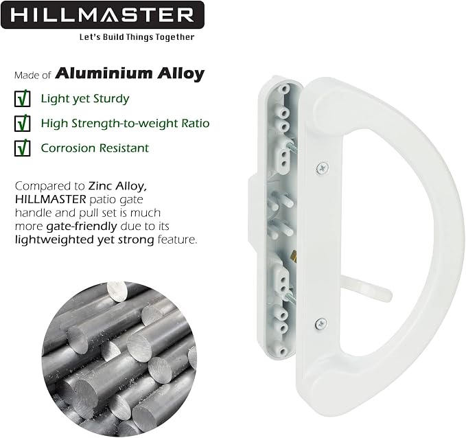 HILLMASTER Patio Sliding Glass Door Handle Replacement Set Mortise Style - Image 2