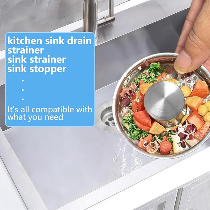 Kitchen Sink Drain Strainer for 3-1/2 Inch Drain Hole, 3-in-1 304 Stainless - Image 6