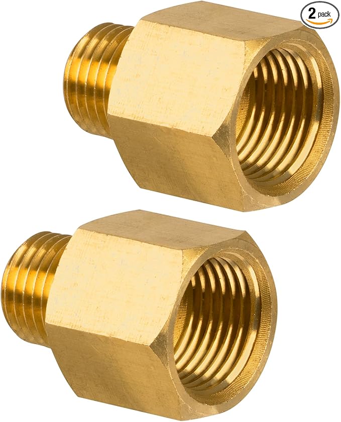 Brass Pipe Fitting, 1/4" NPT Male × 3/8" NPT Female Reducer Adapter, Heavy Duty by KAINGA