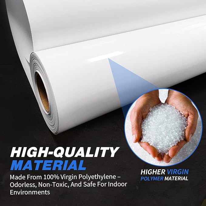 White Plastic Sheeting, 10 Mil 10' x 25', Crawl Space Vapor Barrier, Plastic - Image 4